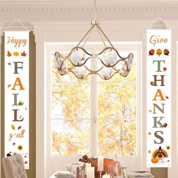 Thanksgiving Signs Banners Front Door Decorations Fall Decor Outdoor Porch Set - Picture 6 of 7
